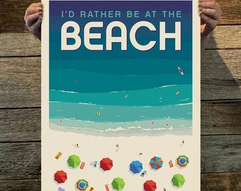 I'd Rather Be at the Beach Travel Poster by Anderson Design Group | Coastal Collection Print | Art Print (frame not included)