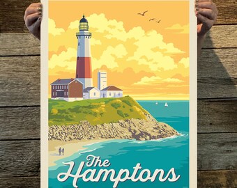 The Hamptons Travel Poster by Anderson Design Group | American Travel Print | Art Print (frame not included)
