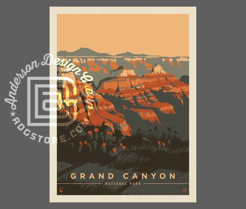 Grand Canyon National Park Vintage Travel Poster by Kenneth - Etsy