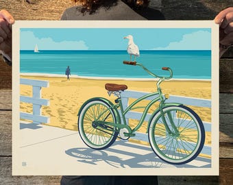 Beach Cruiser Travel Poster by Anderson Design Group | Coastal Collection Print | Art Print (frame not included)