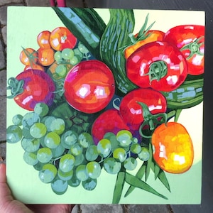 Original Acrylic Painting Still Life Fruit Vegetable Kitchen Decor Colorful Gift For Gardeners Gift For Mom Art Gift For Chef Food Art Decor