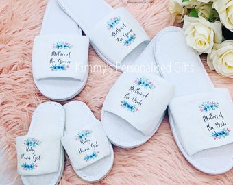 Bridal Party Slippers Bride Bridesmaid Spa Hen Weekends Wedding Diamante gift
