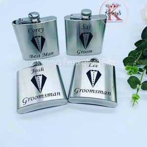 Frascos de cadera personalizados de acero inoxidable Regalos para novios. Regalos de Mejor Hombre. Regalos de Novios, Regalos de Acomodador, Caja de Novios Regalo de Navidad Día del Padre