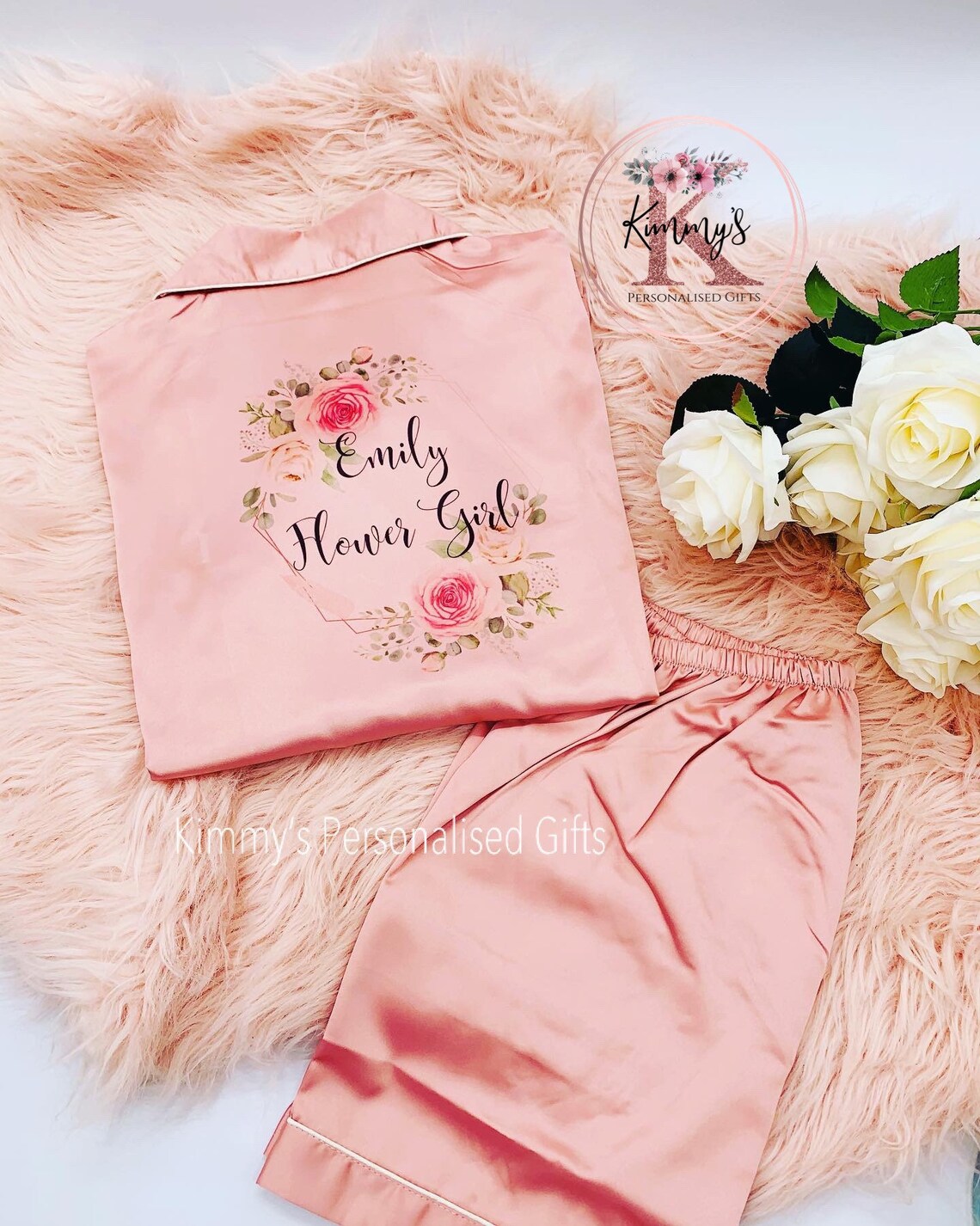 Flower Girl Pyjamas Flower Girl Pjs Childrens Pjs Silk Etsy