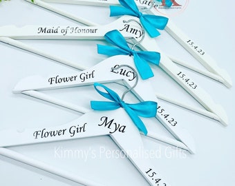 Bridesmaid Hangers, Bridal Hangers, Bride Hanger, Wooden Wedding Hangers, Personalised Hangers, Bride to be gift, Flower Girl Dress Hanger