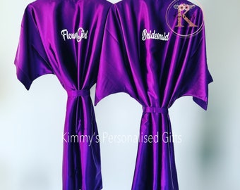 Bridal Robe, Cadbury Purple Robe, Bridal Gown, Personalised Robes, Dressing Gown, Bridesmaid Gift, Bride to be Gift, Plus Size Robes