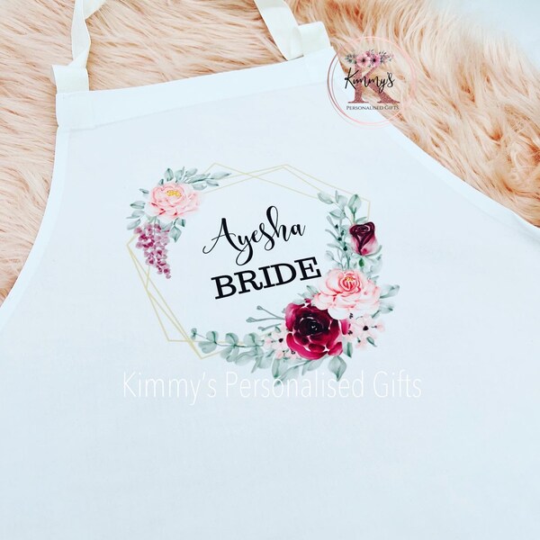 Adult Apron, Personalised Bridal Apron, Wedding Dress Apron, Personalised Apron, Apron for Weddings, Apron for First Meal, Wedding Bib,