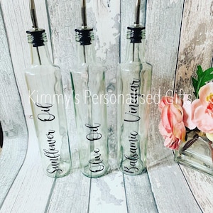 Olive Oil Bottle, Vinegar Bottle, Glass Bottle, Personalised Glass Pourer, Pantry Storage, Kitchen Storage, 500ml Bottle Olive Oil Dispenser