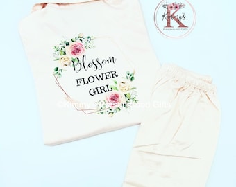 Flower Girl Pyjamas, Flower Girl Pjs, Childrens PJs, Birthday Pjs, Bridal Pyjamas, Bridesmaid Gifts, Personalised  Pink Pyjama’s Satin PJs