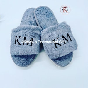 Fluffy Slippers, Personalised Fluffy Slippers, Monogram Slippers, Personalised Slippers, Personalized Slippers, Mum Gifts, Stocking Filler