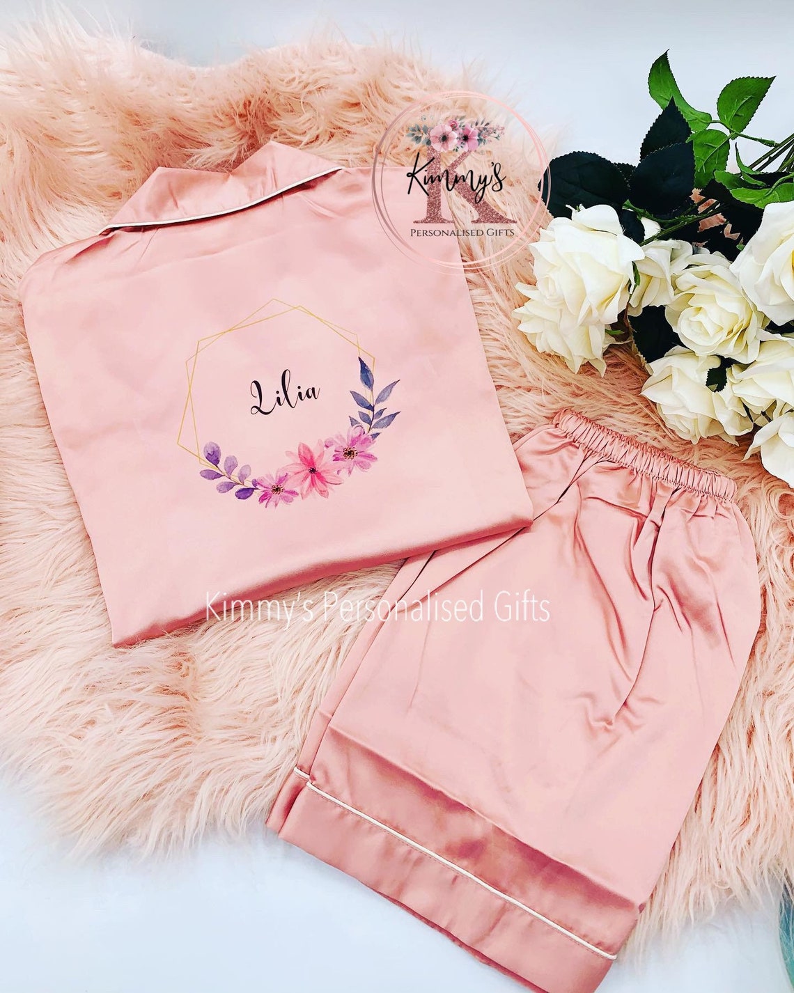 Flower Girl Pyjamas Flower Girl Pjs Childrens Pjs Silk Etsy