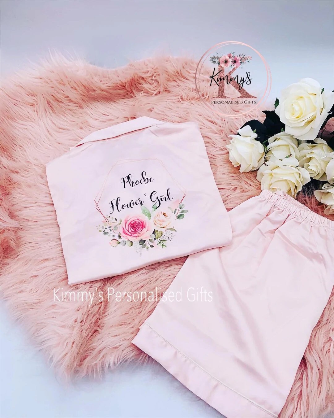 Flower Girl Pyjamas Flower Girl Pjs Childrens Pjs Satin Etsy UK