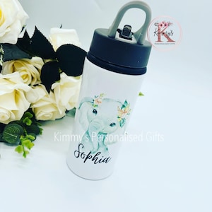 School Bottle, Personalised Bottle, Back to School, Bottle with Straw, Animal Gift, Safari Animals