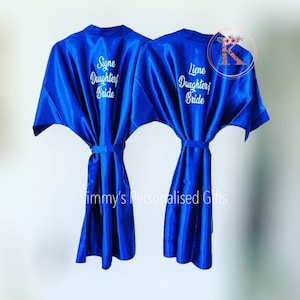 Bridal Robe, Royal Blue Robe, Bridal Gown, Personalised Robes, Dressing Gown, Bridesmaid Gift, Bride to be Gift, Plus Size Robes