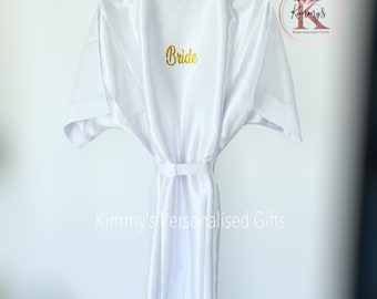 Bridal Robe, White Robe, Bridal Gown, Personalised Robes, Dressing Gown, Bridesmaid Gift, Bride to be Gift, Plus Size Robes