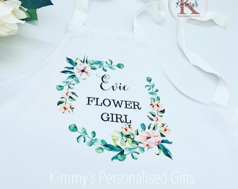 Flower Girl Apron, Childrens Aprons, Flower Girl Gifts, Personalised Aprons, Wedding Aprons, Flower Dress Protection, Kids Apron