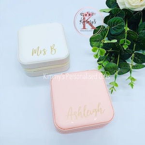 Personalised Jewellery box, stocking filler, Bridesmaid Boxes, Bridesmaid Jewellery Box, Travel Jewellery Case, Custom box, mum gift,