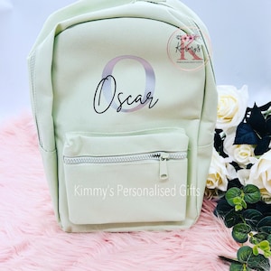 Childrens backpack, back to school bag, personalised rucksack, Nursery bag, Nursery backpack, Boys/girls backpack, First day at school green