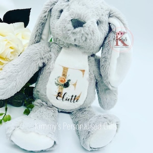 Personalised flower girl teddy gift, Flower girl thank you gift, Flower girl teddy bear, Flower girl bunny, New born gift personalised bunny