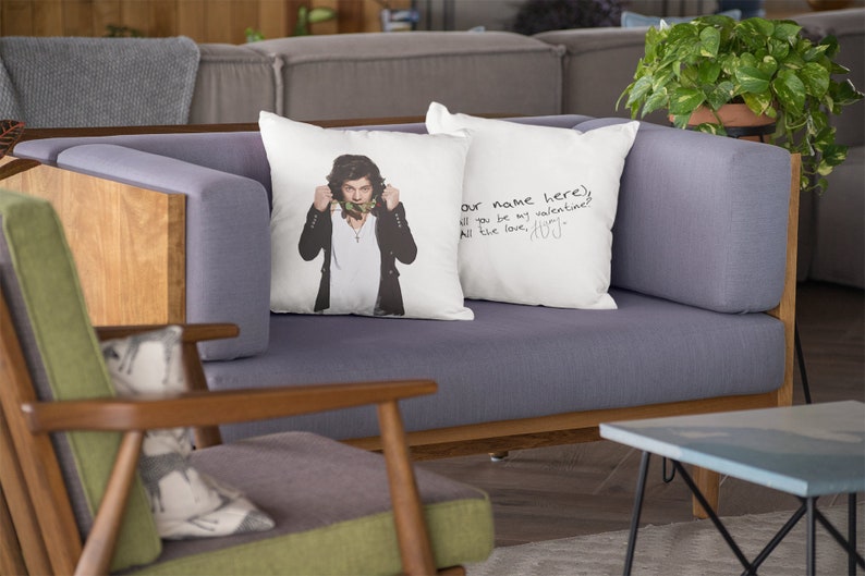 Harry Styles Personalized Valentine/'s Day Pillow With Name Customized Gift For Her Gift For Him