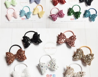 Glitter Bows. Small Bobbles. Toddler. Baby. Hair Elastics NEW GLITTERS ADDED