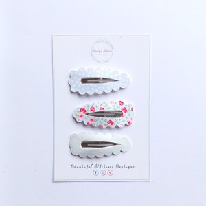 Flower Snap Clips. Roses. Polka Dot Slides. Hair clips.