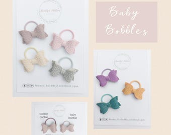 Tiny Baby Bobbles. Baby bows. Hair ties. Tiny hair bands.