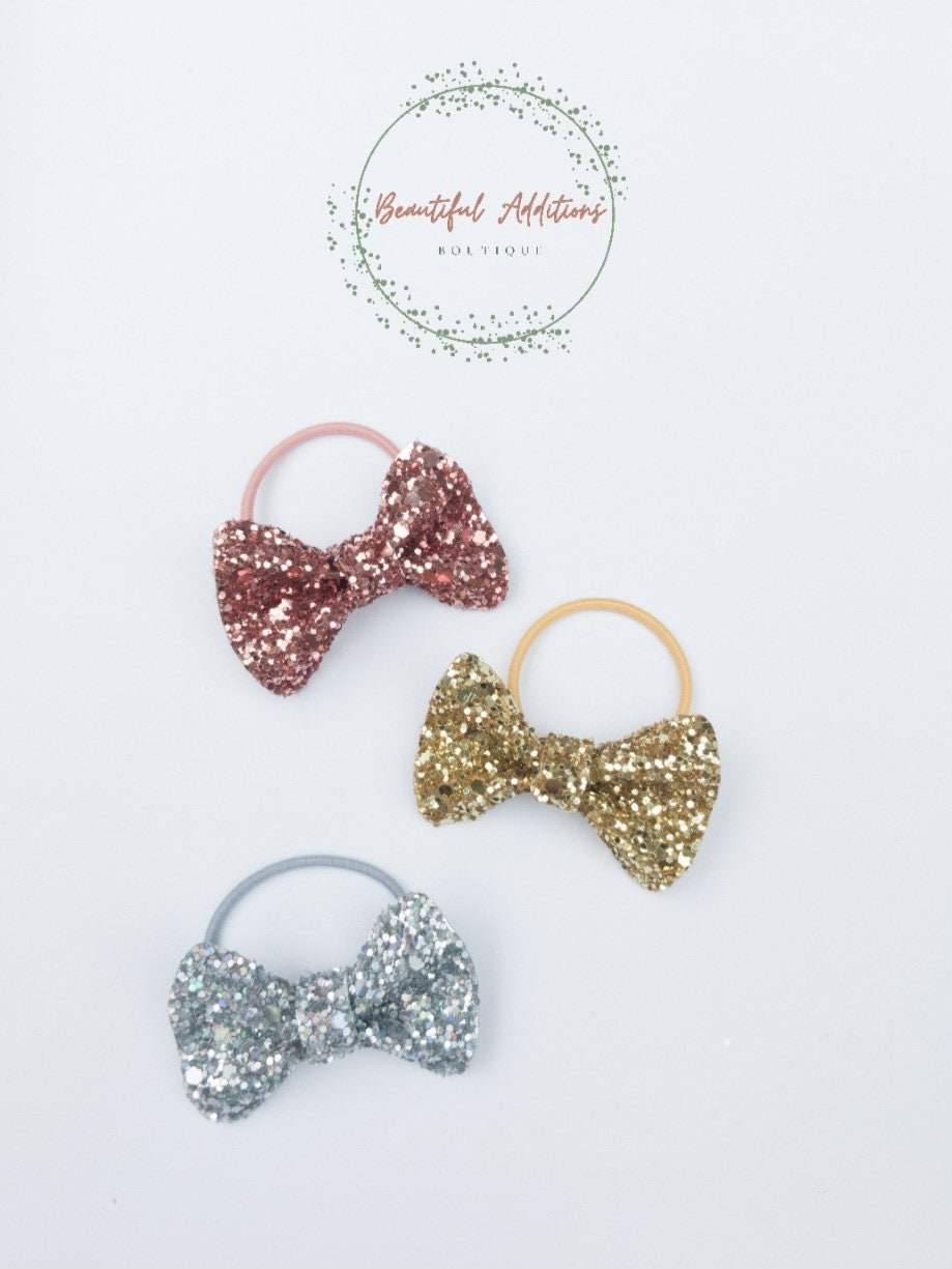 Glitter Pinch Bows. Small Bobbles. Toddler. Baby. Hair Elastics NEW GLITTERS ADDED
