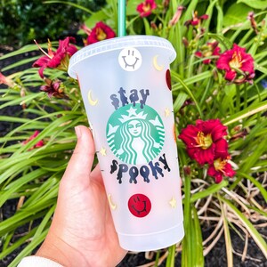 Halloween Cold Cup / Stay Spooky Cup / Retro Halloween / Halloween Happy Face / Pumpkin / Ghost / Spooky Drinkware / Spooky Season