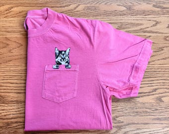 NEW! Comfort Colors Cat Pocket T-Shirt, Animal Lover Tee