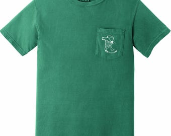 Comfort Colors Cowboy Boot Pocket Tee - Western Graphic Tee