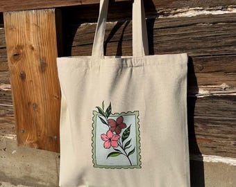 Flower Stamp Tote Bag