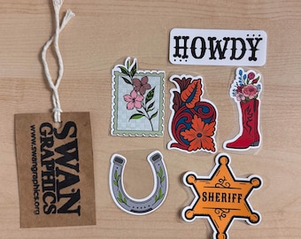 NEW!!! Western Style Sticker Pack: Waterproof Laptop and Water Bottle Stickers