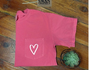 Heart Outline Comfort Colors Pocket Tee: Soft Cotton T-Shirt