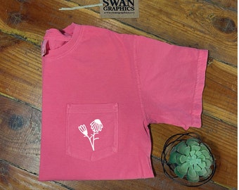 Sunflower Pocket T-Shirt: Comfort Colors Botanical Tee