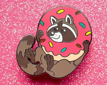 The Donut-Loving Rascals RACCOON 2" Hard Enamel Pin