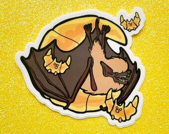 Crescent Roll Moon Bats Vinyl Sticker