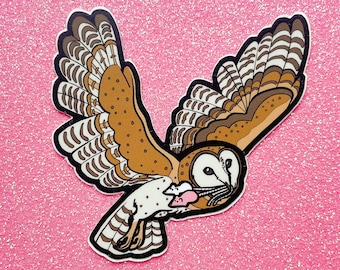 Barn Owl with Sugar Mice Vinyl Sticker