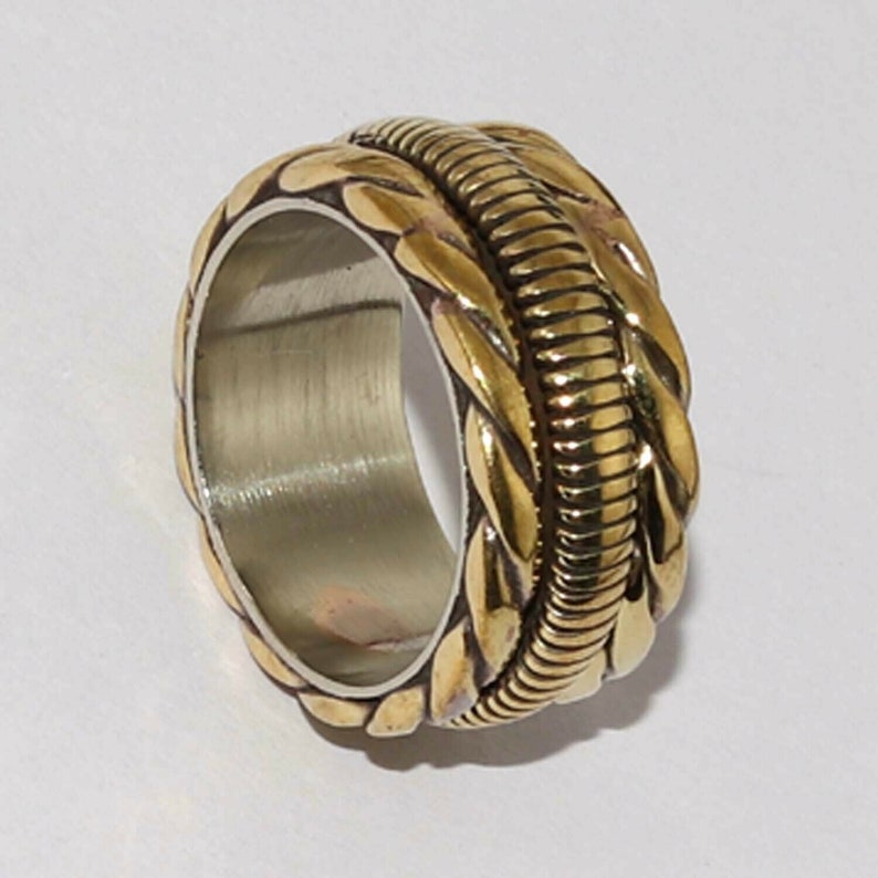 Vintage Style Spinner Handmade 925 silver plated Man Ring U4204