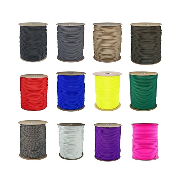 Paracord - 550lb Test Certified Type 3 Nylon Paracord - 4mm Paracord Hanks - Made in the USA - Great for Survival, Camping, Crafts