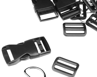Plastic Side Release Clasp Buckles with D Rings and Tri Glide Slides