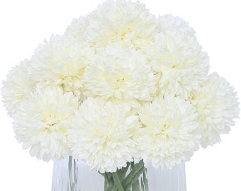 Crisantemos artificiales de seda - Flores de crisantemo artificiales - Tallos florales de primavera - ¡Ideales para el Día de la Madre! -3