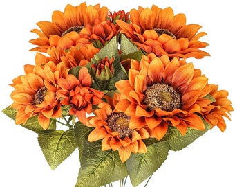 Vintage Sunflowers - Sunflower Artificial Flowers - Fall Flowers - Fake Flowers - Floral Stems - Artificial Sunflowers -P