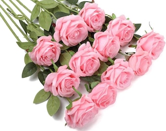 Rose Stems - Realistic Silk Rose Stems - Wedding Bouquet - Bridesmaid Bouquet - Artificial Long Stem Roses - Wedding Decor -1