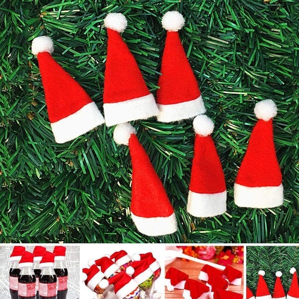 Mini Santa Hats - 20ct Santa Hats for Lollipops, Wine Bottles, Dolls, Christmas Villages, and Christmas Decor