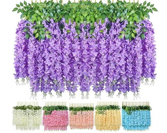 Wisteria Hanging Flowers - Silk Flower Stems - Wedding Wisteria Floral Stems -P