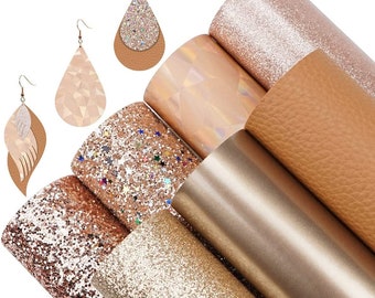 Faux Leather Sheets - Rose Gold Multipack Large Faux Leather Sheets for earrings, hairbows, jewelry and crafts