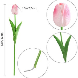 Tulip Flowers Tulips Real Touch Tulips Artificial Flowers Floral Stems Artificial Tulips P Light Pink w/white