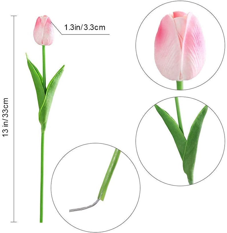 Tulip Flowers Tulips Real Touch Tulips Artificial Flowers Floral Stems Artificial Tulips P Light Pink w/white