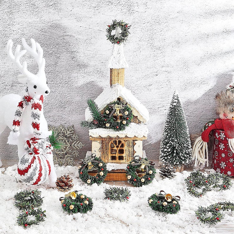 Christmas Wreaths Mini Christmas Wreaths for Christmas Villages, Dollhouses, Giftwrap, and Christmas Decor P image 4